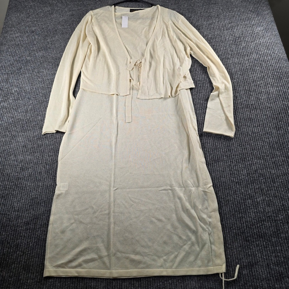 Gabrielle Union Cream Knit Midi Dress and Cropped Cardigan Set XXL 1641